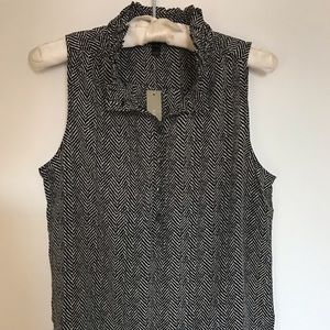 J. Crew Silk Ruffle Nicky Top in Herringbone NWT